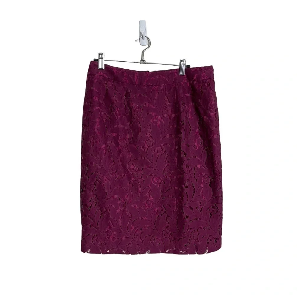 CAbi Purple Lace Knee Length Career Pencil Skirt 6